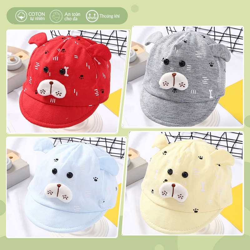 Mũ vải cho bé sơ sinh cực đẹp, thiết kế tai thỏ hoạt hình dễ thương Hàn Quốc, nón chống nắng cho bé 0-6 tháng Poco Home