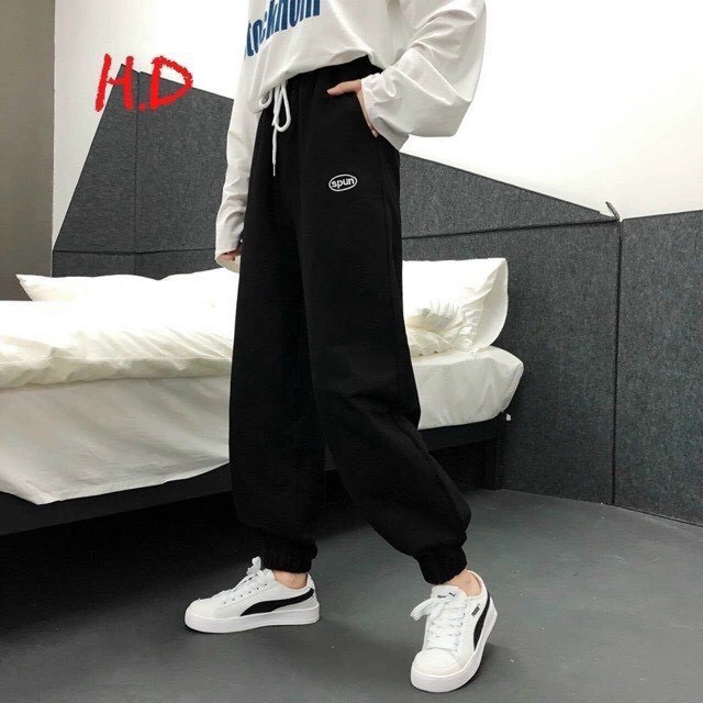 Quần Jogger Nữ Dài Ống Rộng Có Bo SPUN (ẢNH THẬT)