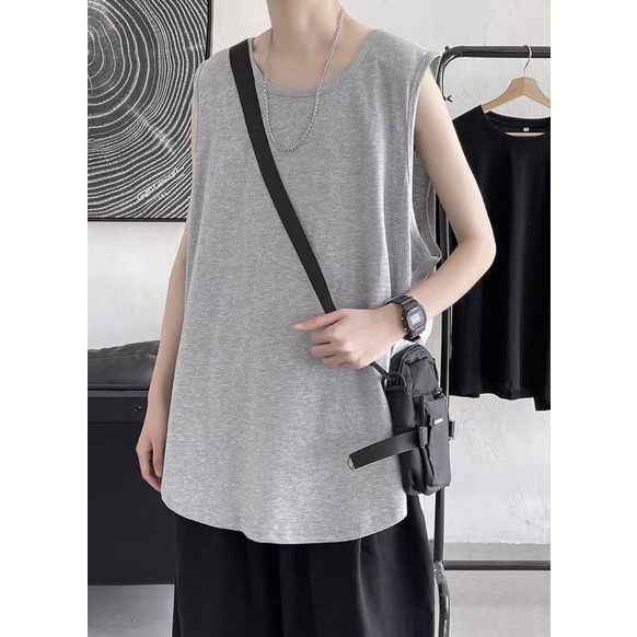 Áo ba lỗ trơn nam nữ bigsize, áo thun sát nách form rộng, phong cách streetwear cool ngầu