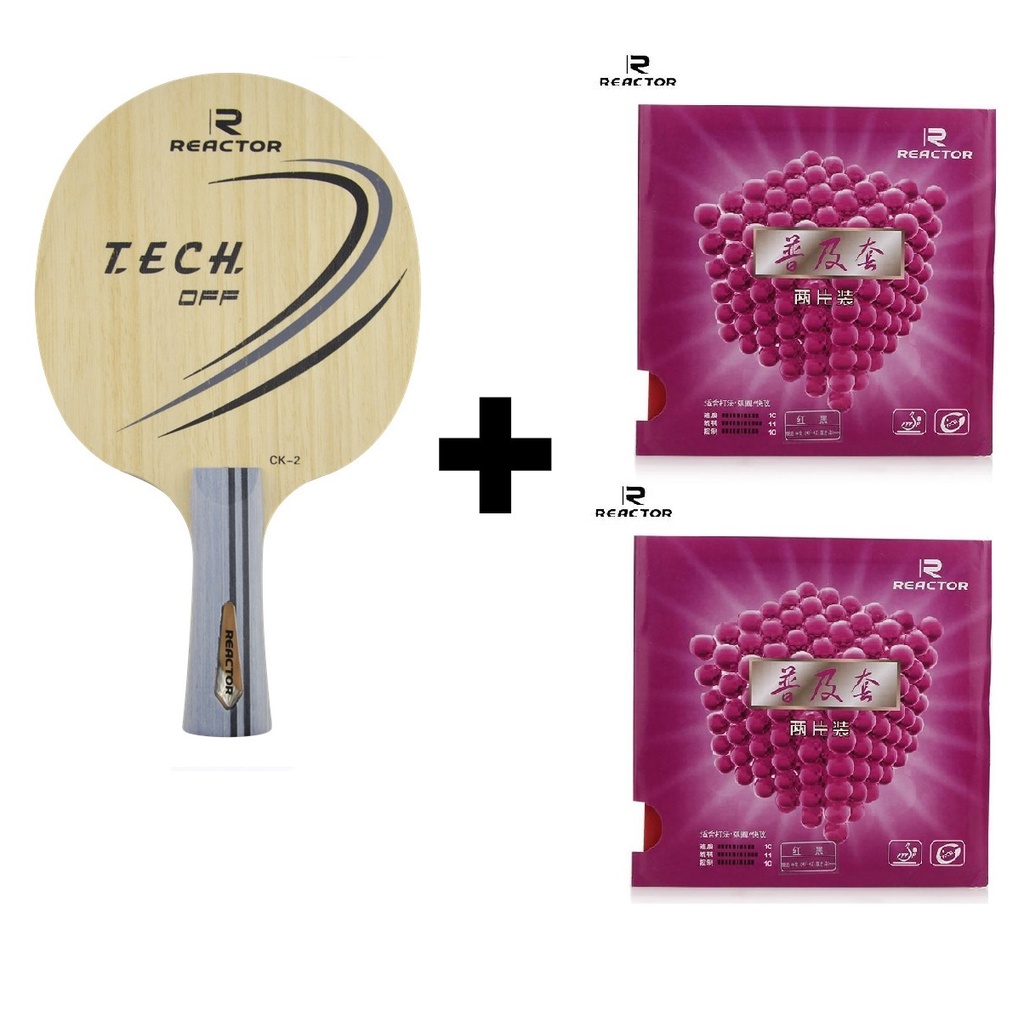Combo vợt bóng bàn gồm cốt vợt REACTOR CK2 TECH OFF và hai mặt vợt REACTOR CORBOR