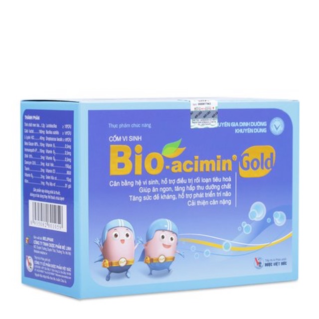 Cốm vi sinh Bio acimin Gold hộp 30 gói giúp bé ăn ngon miệng tăng cường tiêu hóa
