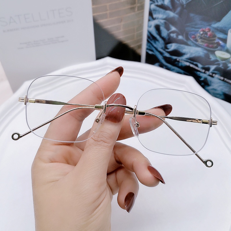 Mắt Kính Gọng Kim Loại Chống Bức Xạ Phong Cách Retro Hàn Quốc Cho Nam Nữ