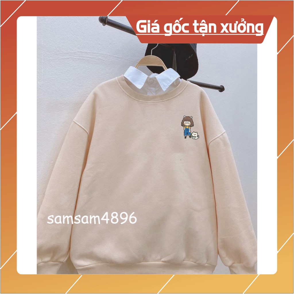 hót [FREESHIP 50K] Áo sweater nỉ cô gái và cún con siêu rẻ