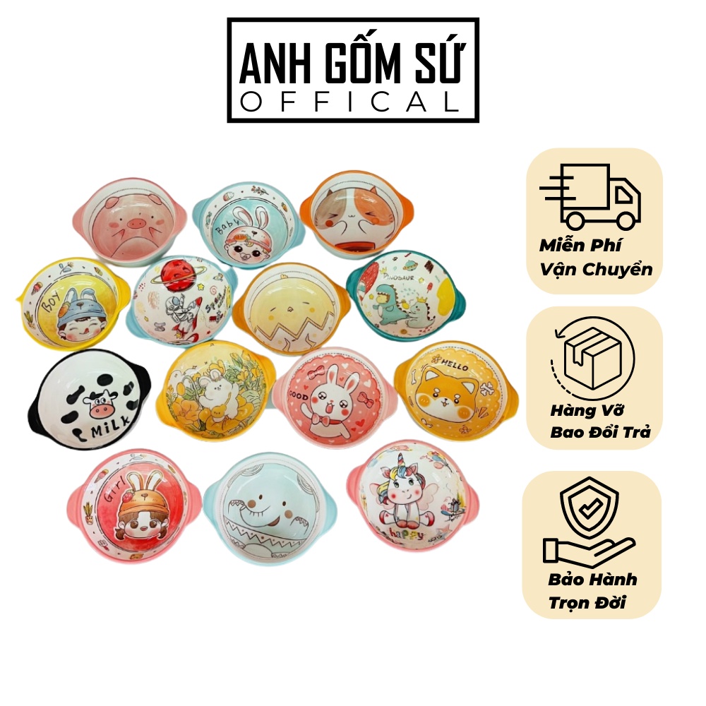 Bát ăn dặm cho bé có quai cầm, hình thú cực kỳ đáng yêu