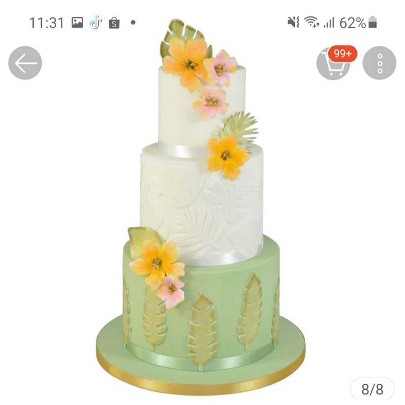 Bộ 4 cutter nhựa nhấn họa tiết lá rừng nhiệt đới