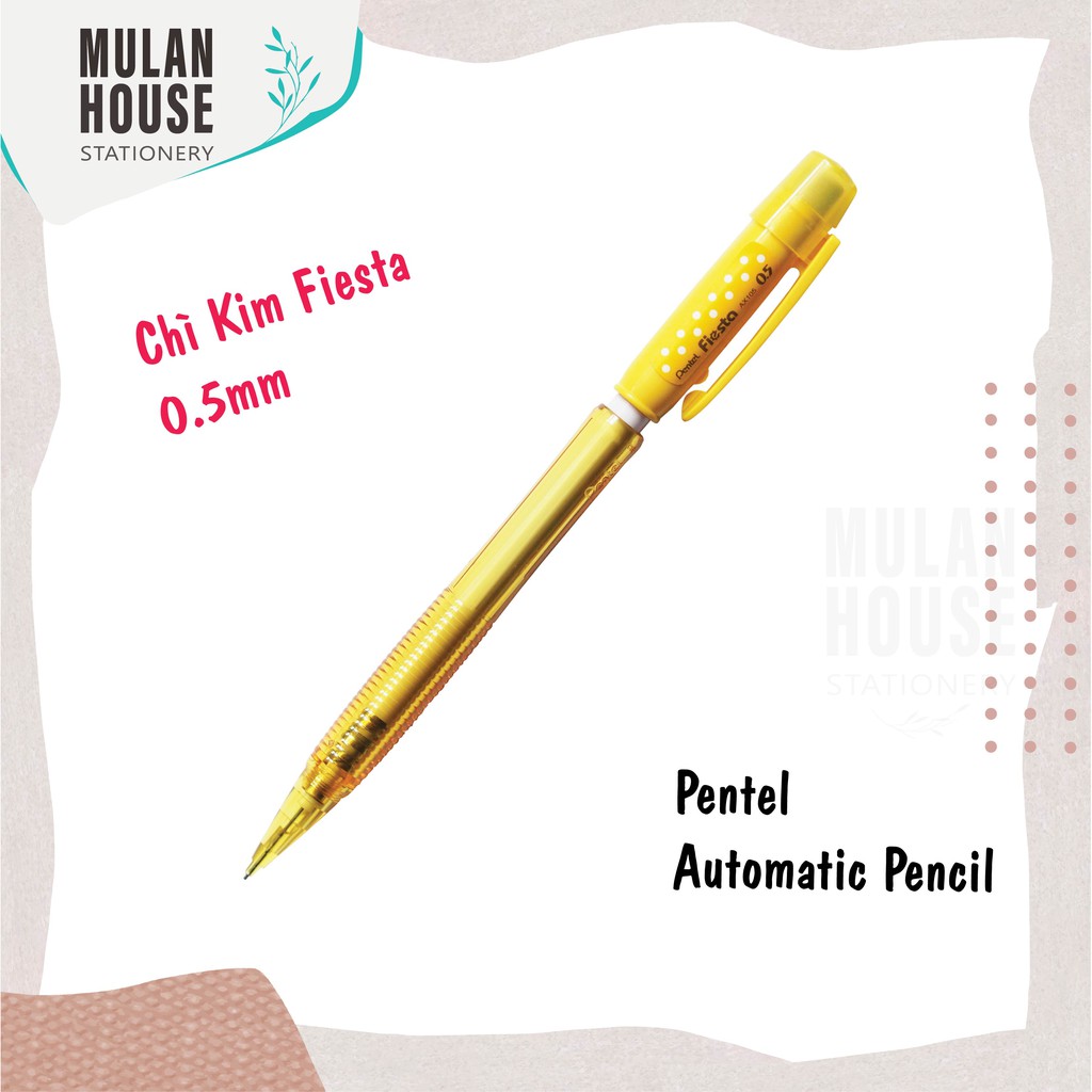 (Hàng chính hãng) Bút chì kim bấm Pentel Fiesta AX105C 0,5mm (03 màu chọn Xanh lá/Vàng/ Xanh Da Trời)