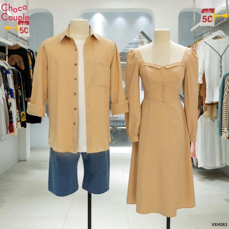 Váy sơmi đôi màu beige dịu dàng