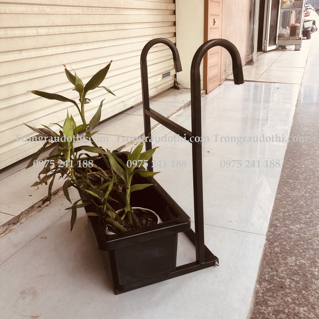 Bộ chậu + móc treo chậu trồng hoa, móc treo trồng cây ban công chắc khỏe