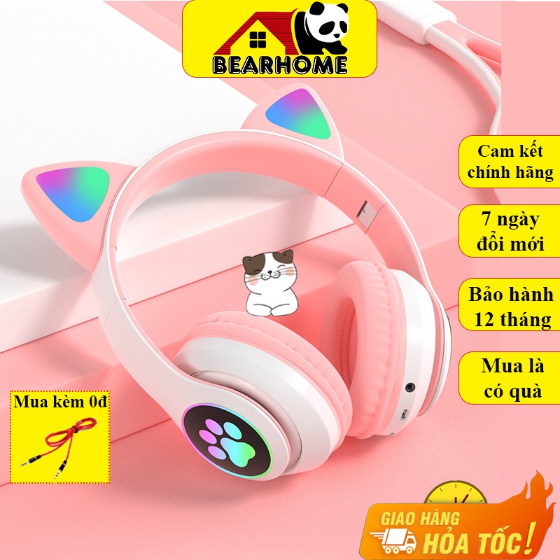 Tai Nghe Bluetooth Tai Mèo Chụp Tai STN-28 Có Micro Chơi Game, Học Online, Nghe Nhạc HIFI. Headphone Máy Tính Không Dây