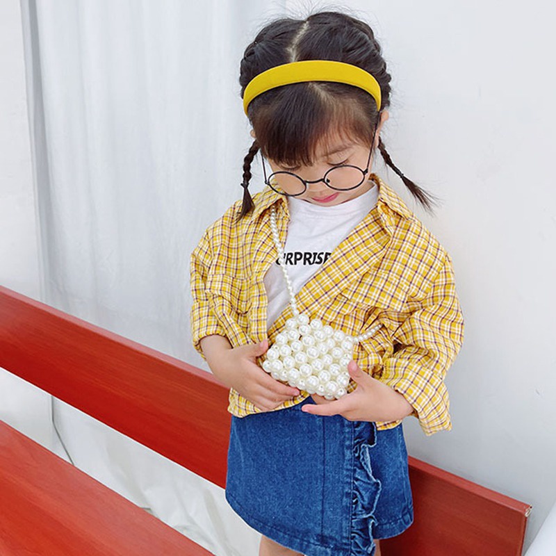 Túi đeo chéo mini đính ngọc trai giả thời trang dễ thương cho bé gái