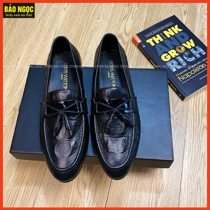 Giày Lười Nam - Giày Da Dập Vân Cá Sấu - Bảo Hành 12 Tháng hỗ trợ ĐỔI SIZE - Mã X091-3 Màu Đen | BigBuy360 - bigbuy360.vn