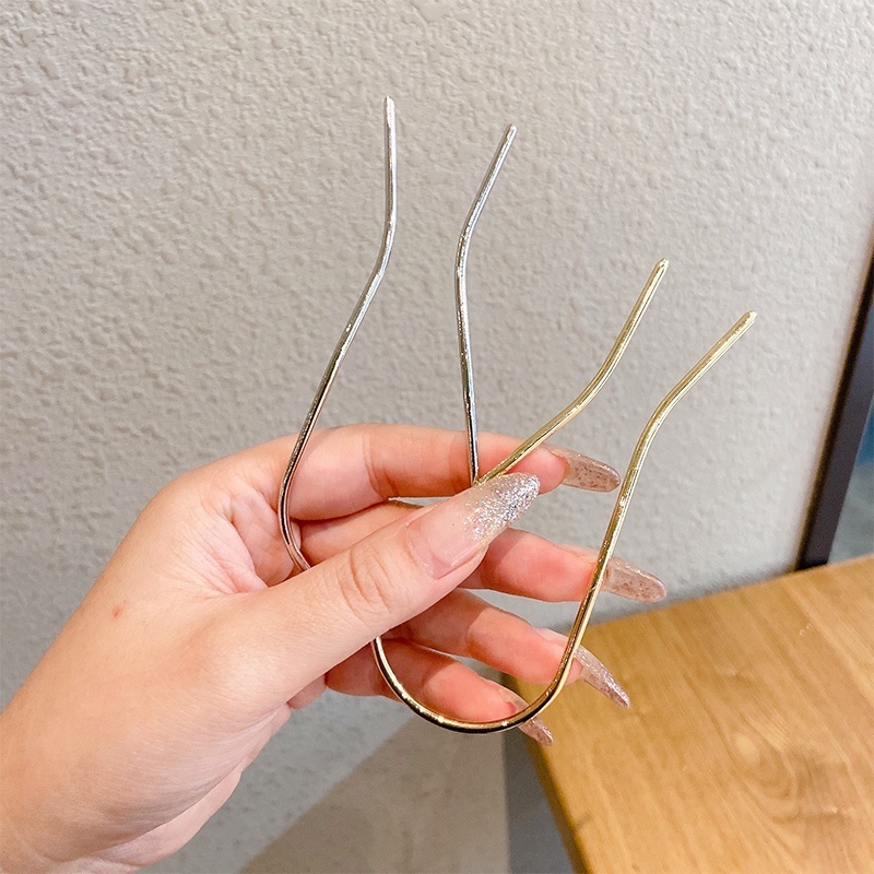 Kẹp Tóc Hình Chữ U Bằng Hợp Kim Màu Sắc Đơn Giản Phong Cách Hàn Quốc Cho Nữ