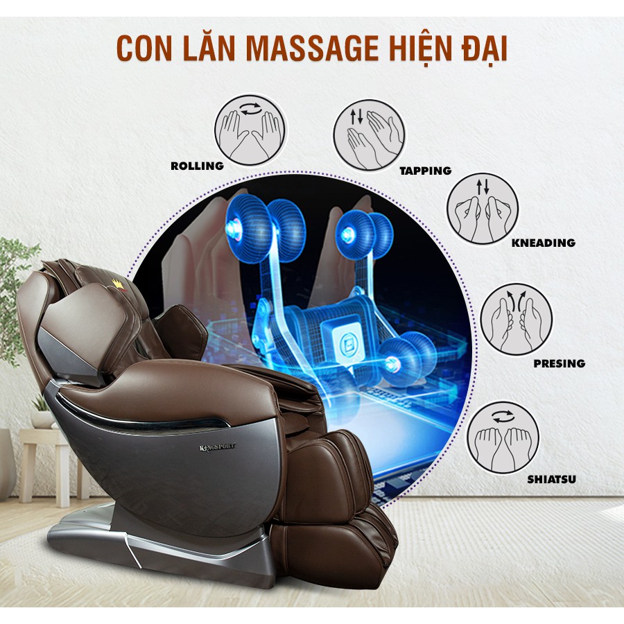 Ghế massage KINGSPORT G25 - tự động mát xa đa năng, xoa dịu nhức mỏi lưng