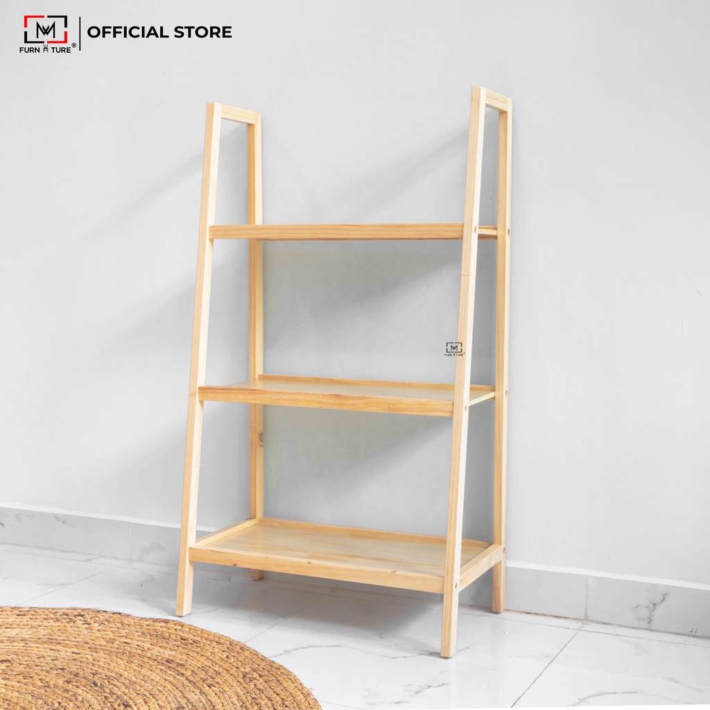 Kệ sách gỗ lắp ráp đa năng trang trí 3 tầng màu gỗ thương hiệu MW FURNITURE - Nội thất trang trí