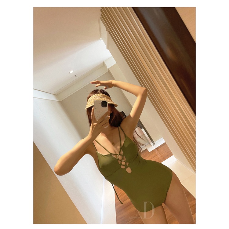 Bikini 1 mảnh liền thân kín đáo đồ bơi đi biển bigsize sexy Hàn Quốc cạp cao nâng ngực váy hở lưng che bụng 2625 DK11T5