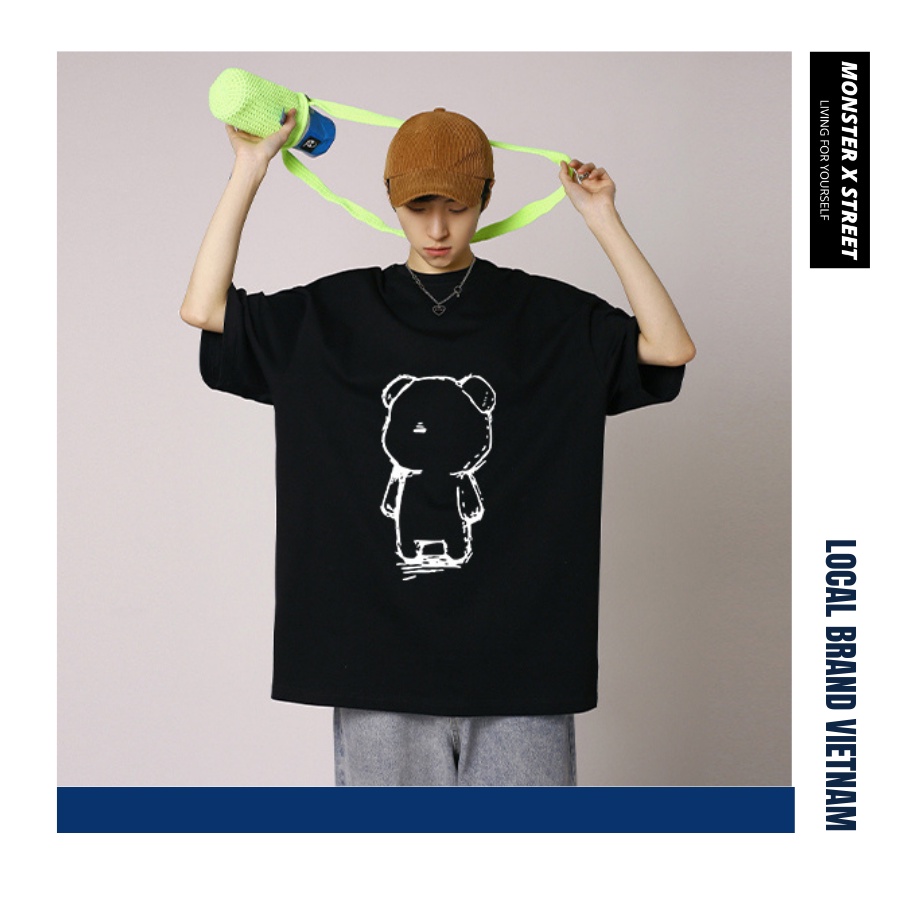 Áo thun unisex MONSTER X STREET Gấu Rỗng phông tay lỡ nam nữ form rộng Local Brand