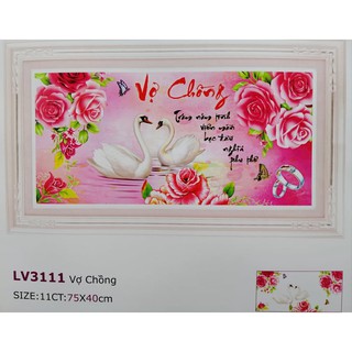 Tranh thêu chữ thập Vợ chồng LV3111