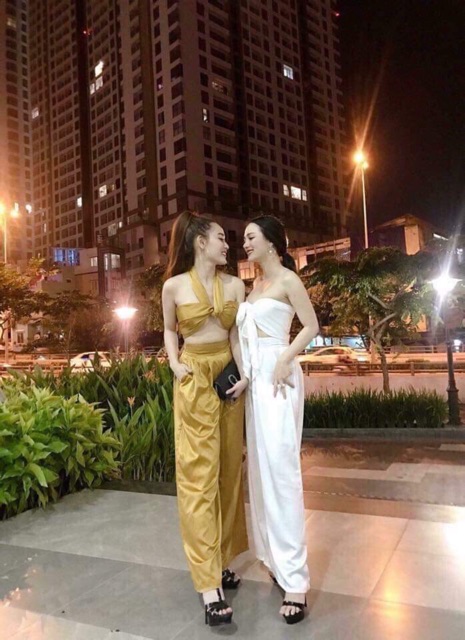 SALE 50% - Set áo yếm lụa quần suông sexy