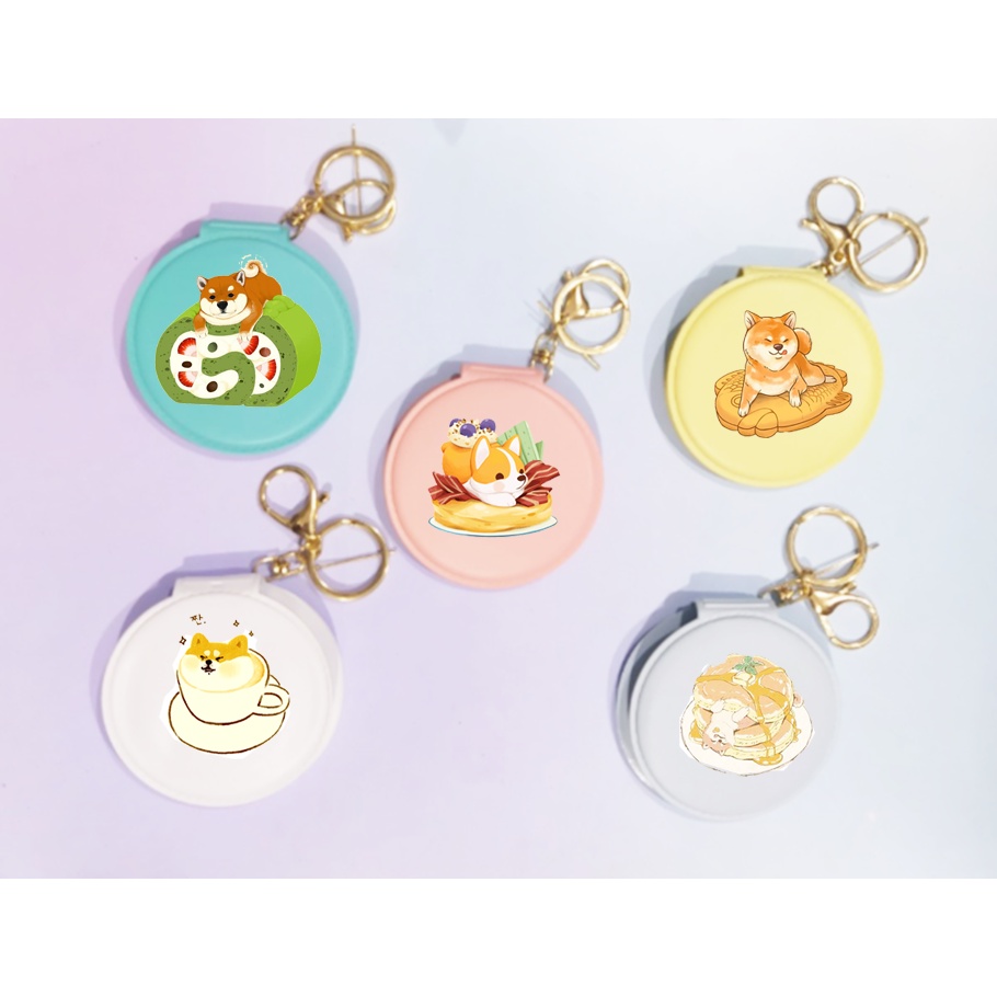 Gương shiba 2 mặt GIK20 móc khoá gương in hình hoạt hình cute dễ thương