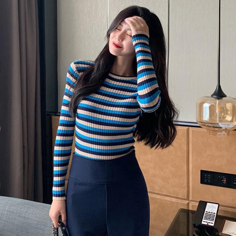 Áo dệt kim nữ kẻ sọc thời trang | BigBuy360 - bigbuy360.vn