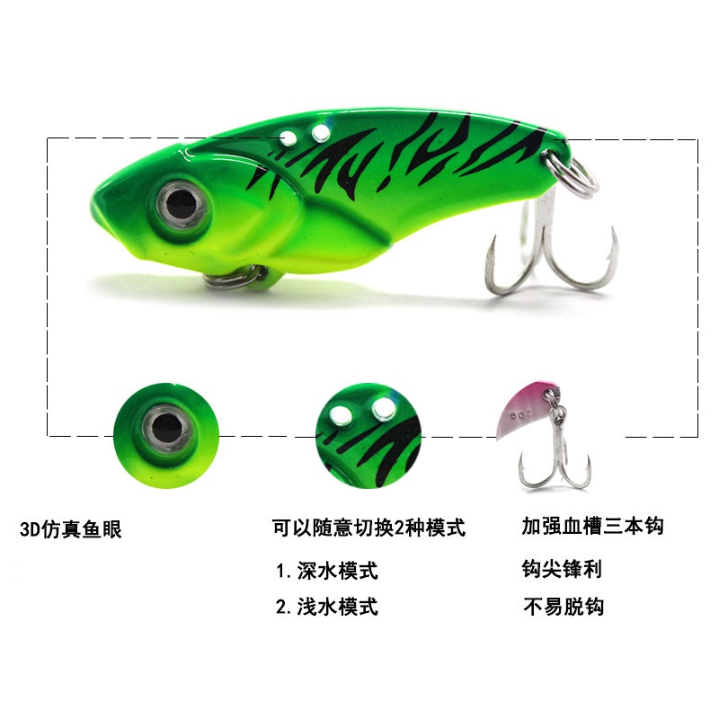 Mồi câu lure cá sắt 3D VIB , mồi lure cá lóc , cá chẽm full lưỡi