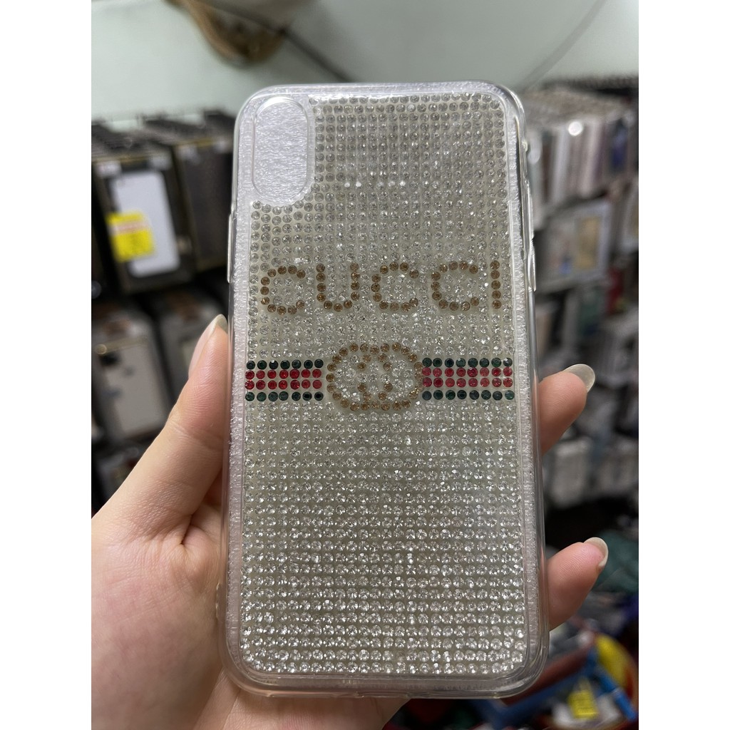 🌟CHÍNH HÃNG 🌟 Ốp lưng điện thoại dẻo gucci đính đá lấp lánh thời trang cao cấp cho iphone 6 6s PLUS X XS