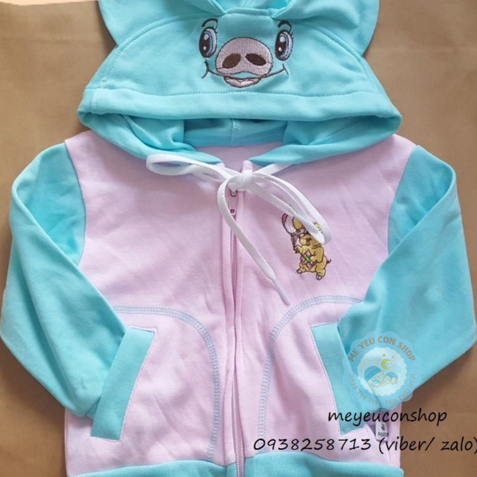 (5-13kg) ÁO KHOÁC MÀU CÓ NÓN HÌNH HEO CON CHO BÉ - MIATOP (katydang)
