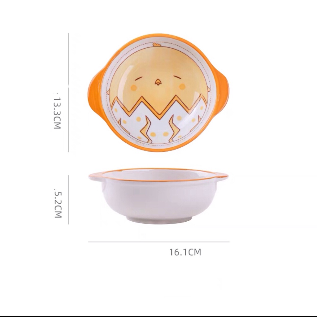 Bát Sứ Ăn Dặm Cho Bé Có Quai Cầm Ấm Baby Dung Tích 310ml Hình Động Vật Dễ Thương Ấm Gift Decor