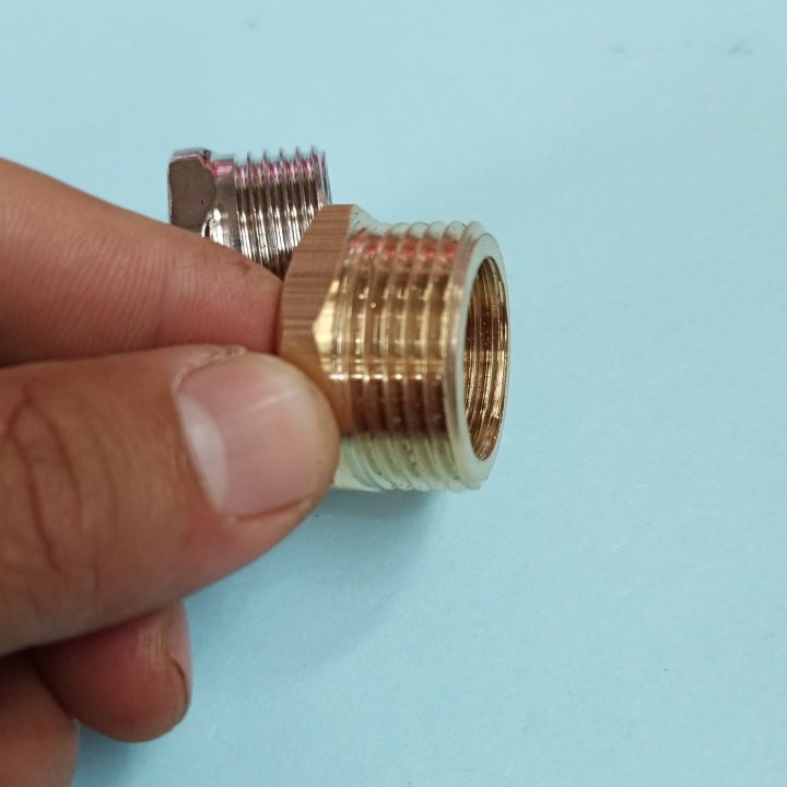 Cà Rá, Đầu Nối Chuyển Ren Ngoài Ø27- Ren Trong Ø21 Bằng Inox Hoặc Thau Tùy Chọn