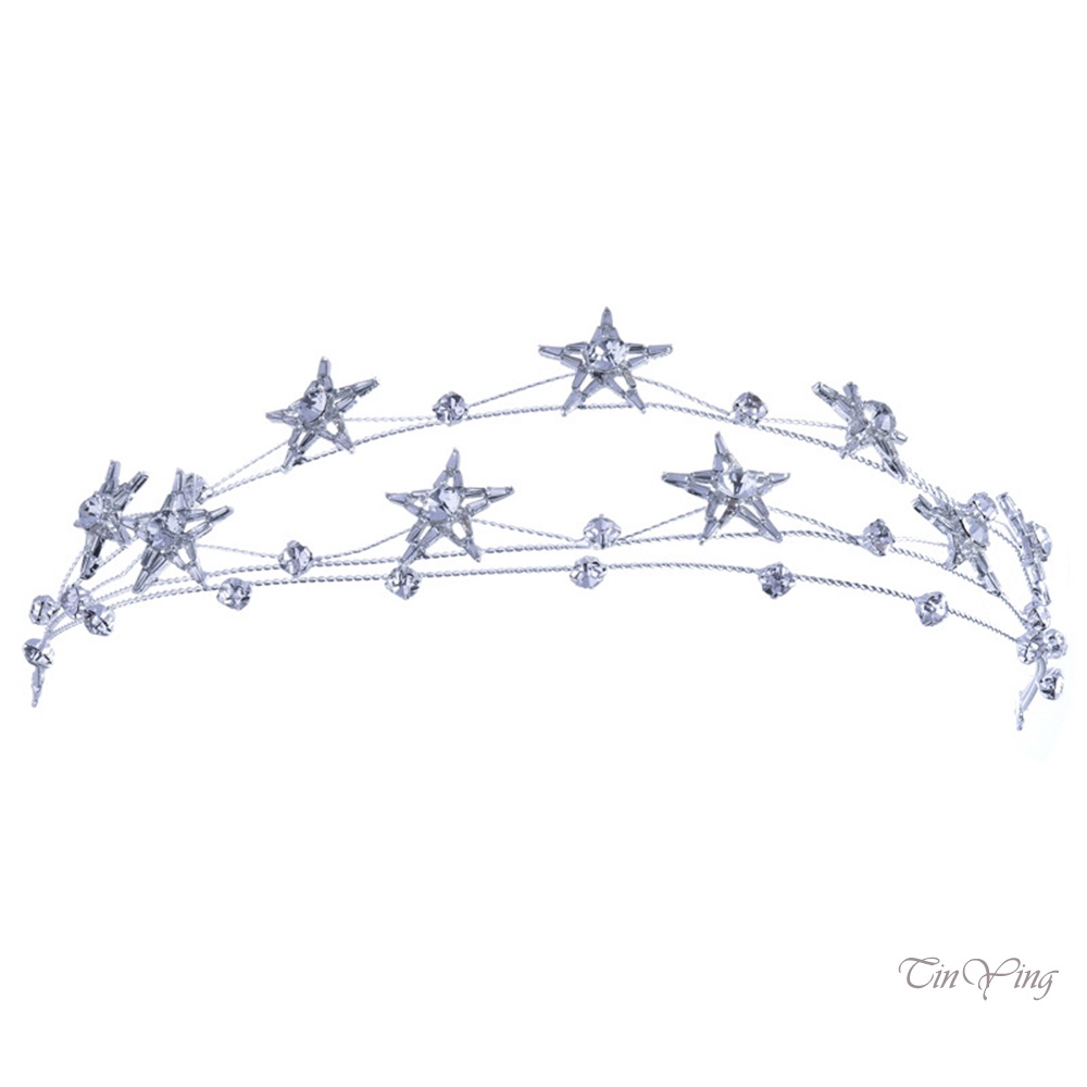 GETNOIVAS Băng Đô Cài Tóc Nhiều Lớp Đính Đá Hình Ngôi Sao Thời Trang Dành Cho Nữ