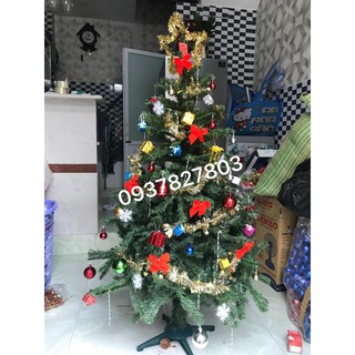 SET Cây thông noel xanh và trắng  1m5 và 79 phụ kiện trang trí