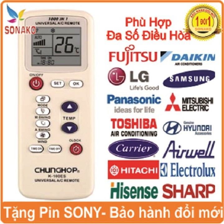 _Remote điều hòa đa năng Chunghop K100-ES [Bảo hành đổi mới]