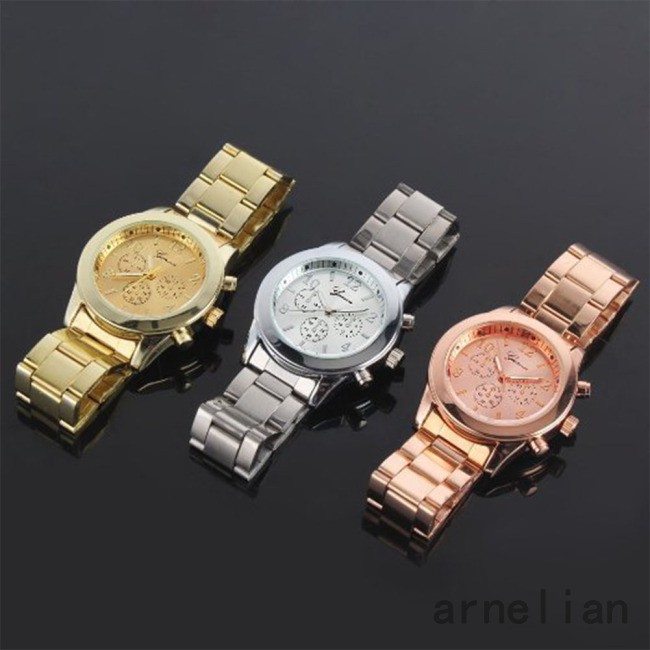 Best Women Stylish Quartz Watch with Alloy Watchband 3 Small Dial Wrist Watch Ornament