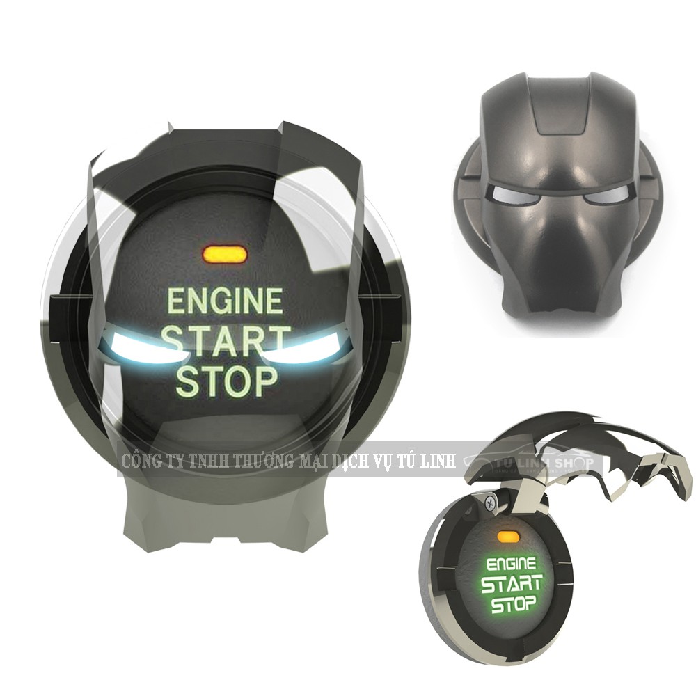 [Mã LIFEAUMAY giảm 10% tối đa 30k đơn 150k] Nắp đậy nút khởi động ô tô hình Iron Man, phong cách xe thể thao
