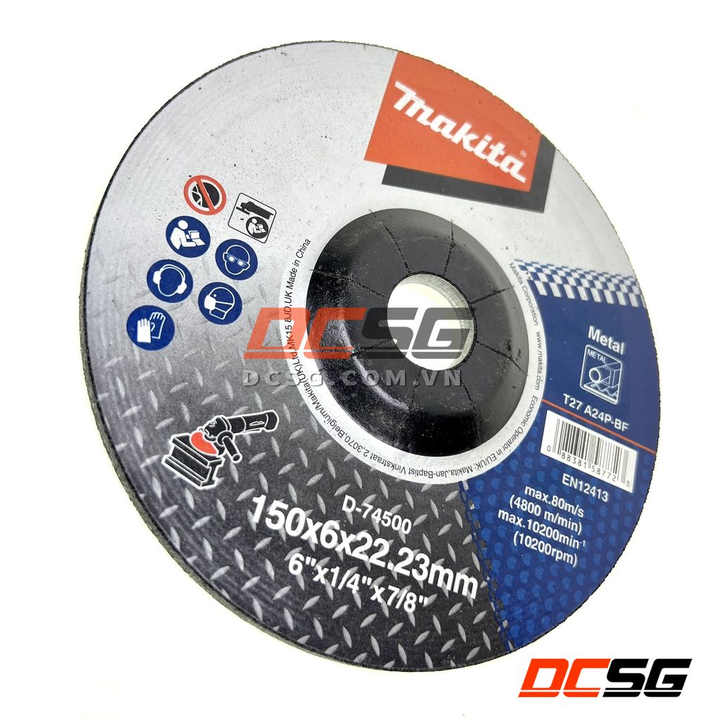 Đá mài kim loại 150x6.0x22.23mm T27 A24P-BF Makita D-74500 | DCSG
