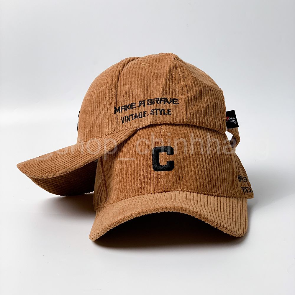 Mũ lưỡi trai thời trang nam nữ phong cách nón kết nhung tăm thêu chữ C AH1572