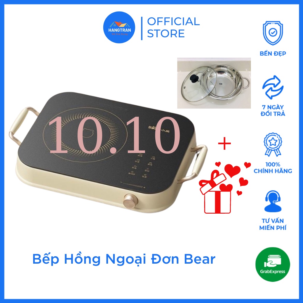 Bếp Điện Hồng Ngoại Đơn Bear Không Kén Nồi, Nút Bấm Cảm Ứng Màn Hình LED Hiển Thị Nhiệt Độ