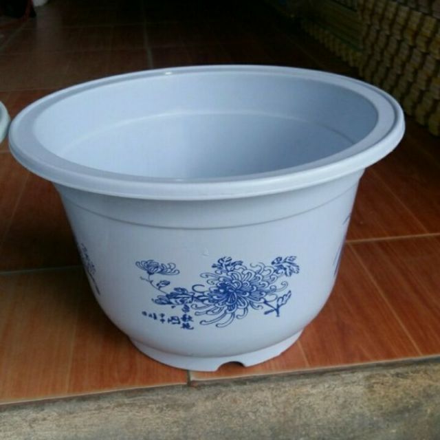 chậu nhựa hoa văn trồng cây rộng 20cm x12cm