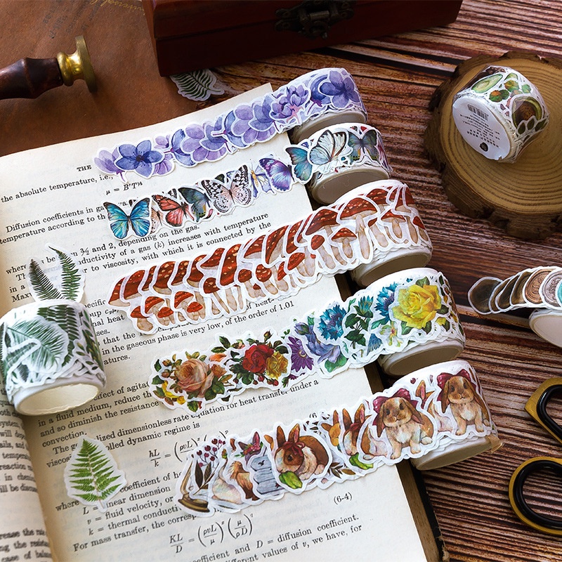 Set 100 Miếng Dán Washi Hình Bướm Phong Cách Vintage Trang Trí Sổ Tay/Sổ Tay