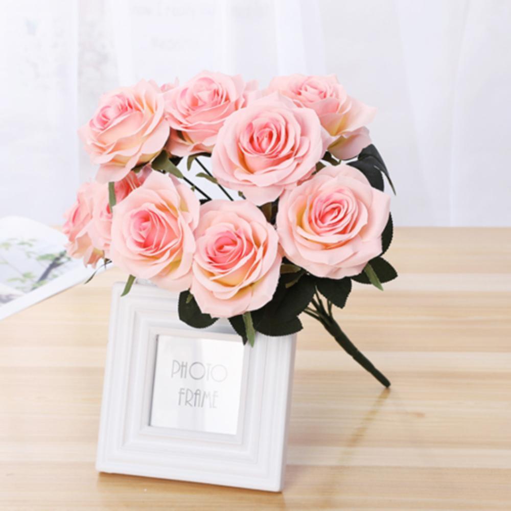 Bó 10 Bông Hoa Lụa Nhân Tạo Handmade Trang Trí Nhà Cửa DIY