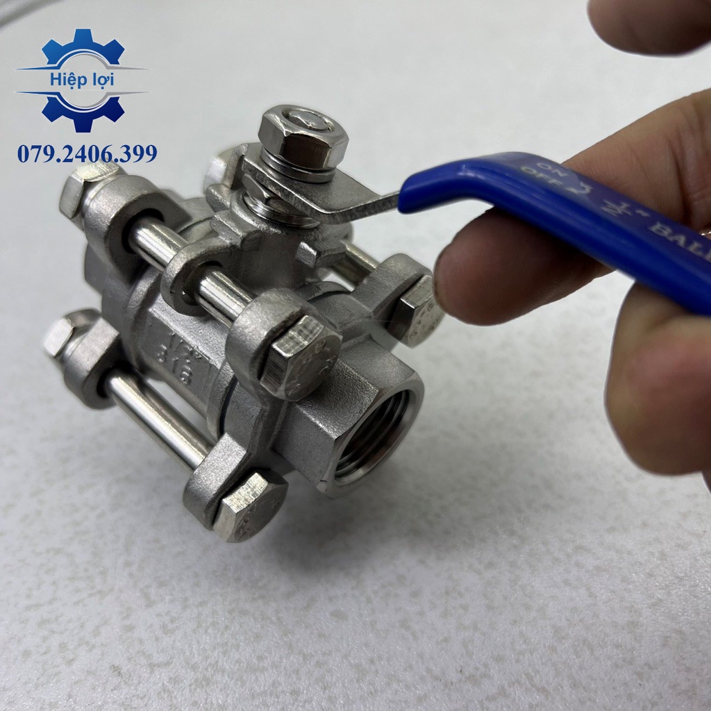 Van bi inox 3 thân gạt tay - Van khóa bi inox gạt tay 3 thân