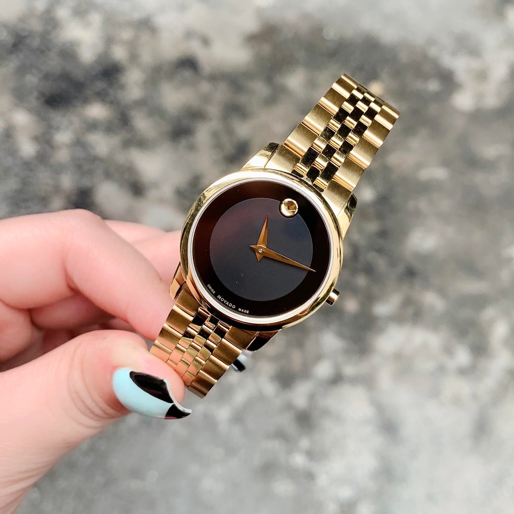 Đồng Hồ Nữ Movado Museum Classic Black Dial Yellow Gold PVD 0607005