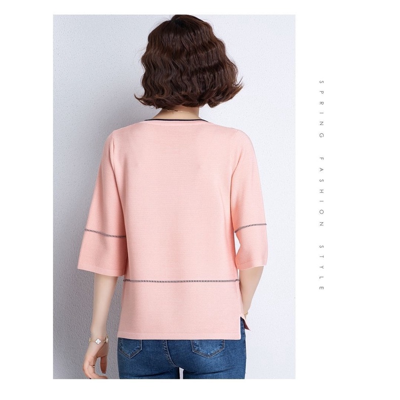 Áo Thun Lụa Lạnh Mỏng Dáng Rộng Thời Trang Mùa Hè Cho Phụ Nữ Trung Niên 3 Tuổi