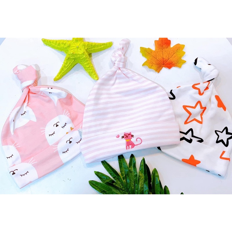 Set 3 Mũ Sơ Sinh Momcare Cho Bé 0 - 6 Tháng
