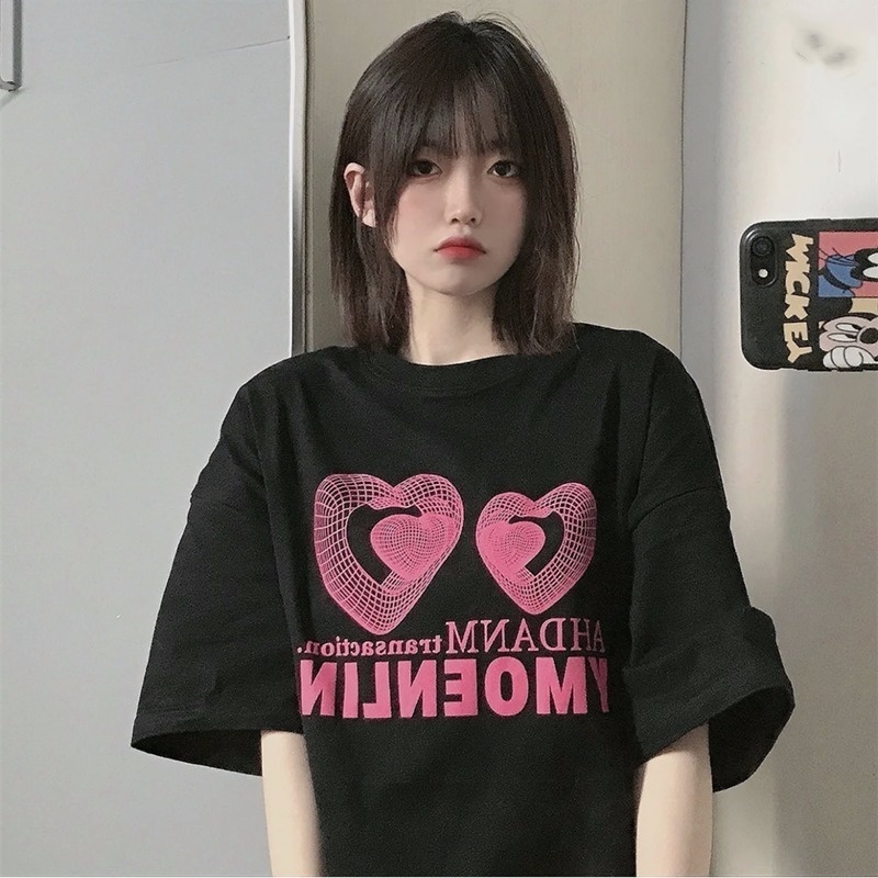 Áo Thun HIIXIIVI Tay Ngắn Cổ Tròn In Họa Tiết Hoàng Hôn Phát Sáng Phong Cách Hàn Quốc Thời Trang Mùa Hè Cho Nữ 2022