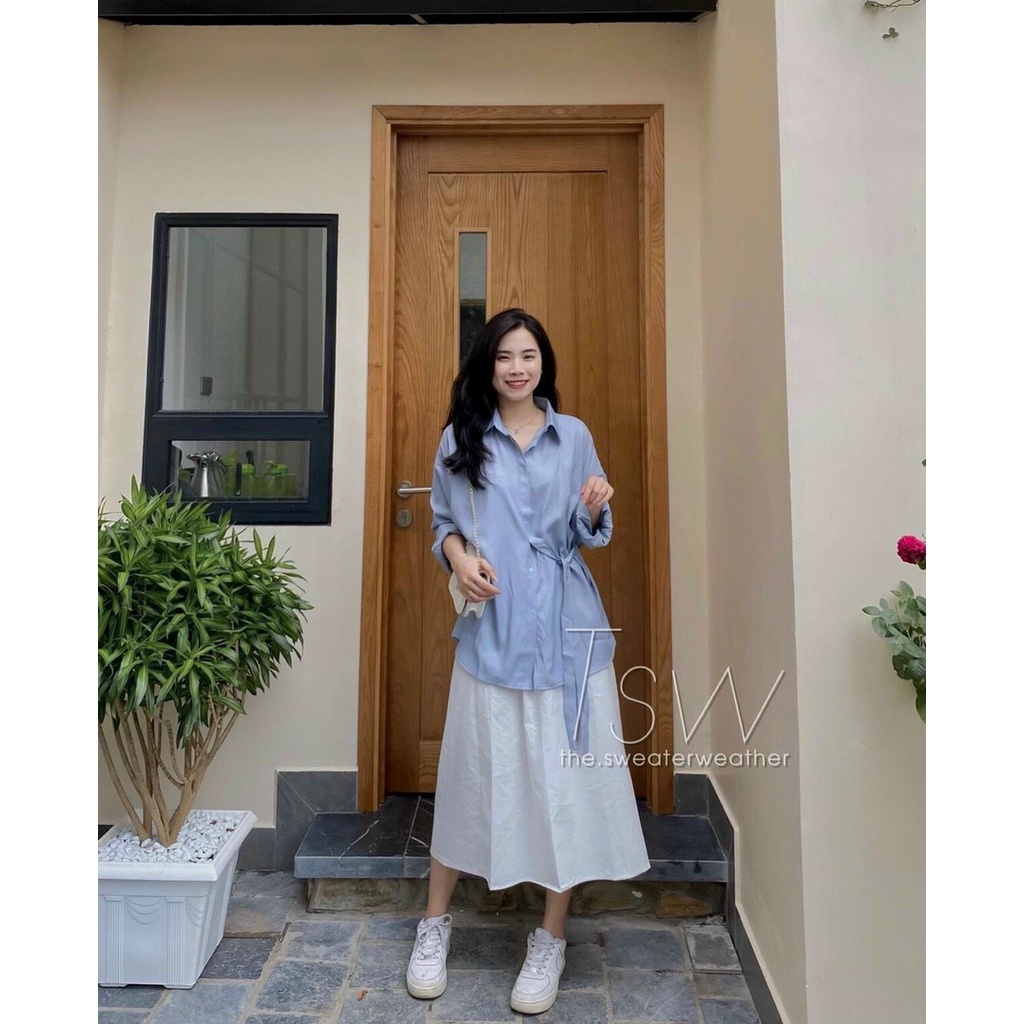 Áo sơ mi buộc nơ eo _ Hàng loại 1