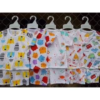 Combo 5 bộ cotton giấy cài vai ngắn tay SIZE 5-14KG cho bé trai bé gái