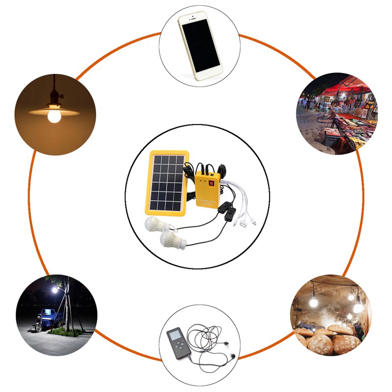 12V DC Solar Panel Light Generator LED Light 5V 5V USB Charger Outdoor Energy System