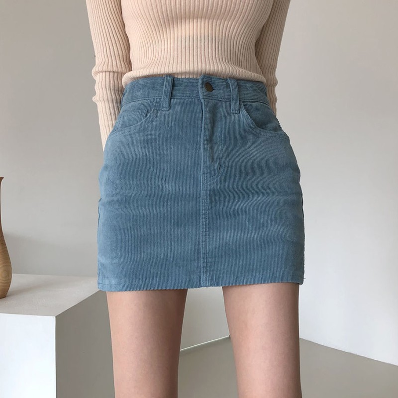 (ORDER) Chân váy dáng chữ A nhung tăm xẻ vạt ôm body gợi cảm Hàn Quốc New 2020 | BigBuy360 - bigbuy360.vn