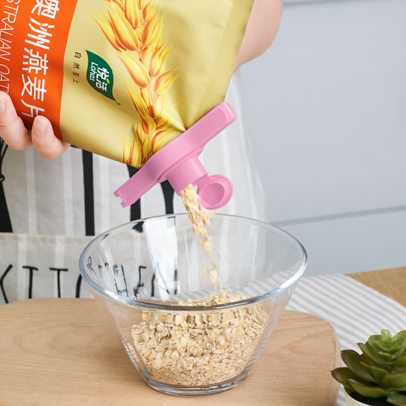 Kẹp niêm phong có vòi xả cho đồ ăn nhẹ bằng nhựa có thể tái sử dụng giữ tươi đồ dùng nhà bếp